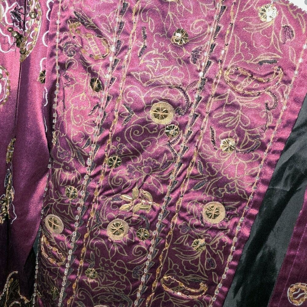 Chico's Royal Glam New! Sz S (8/10) Beaded Sequin Ratune Fuschia Blazer Jacket - Picture 9 of 13